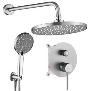 Rea Lungo Stripe, podomítková sprchová souprava + BOX, broušená ocel, REA-P9493
