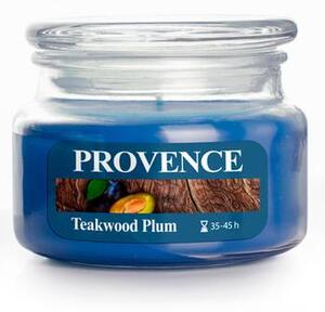 Provence Vonná svíčka ve skle PROVENCE 45 hodin teakové dřevo a švestka