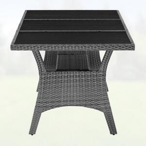 FurniGO Ratanový stůl Takeo 190x90x75cm - šedý