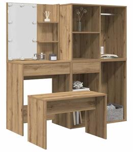 Sada toaletního stolku s LED dub artisan kompozitní dřevo 3329182