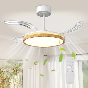 HOMCOM LED stropní ventilátor se světlem, 80 W, reverzní DC motor, tichý provoz, dálkové ovládání, 6 rychlostí, 3 teploty světla, časovač, Ø95 cm, pří