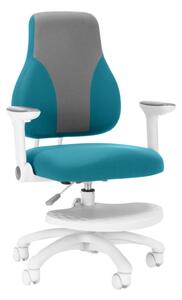 Dětská rostoucí židle Neoseat KINDER WHITE — látka, šedá / tyrkysová