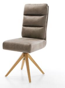 DELIFE Jídelní židle Pela-Flex mikrovlákno taupe vintage dřevěná podnož hranatá přírodní taštičkové pružiny
