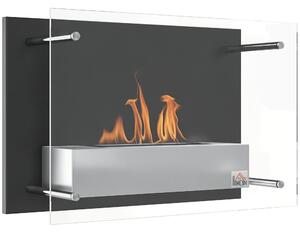 HOMCOM Nástěnný Bioetanolový Krb Ethanolová Kamna Kapacita 1,5 L, 3 Hodiny Hoření, Nerezová Ocel pro 20-25 m² 60x22x40 cm Černá | Aosom