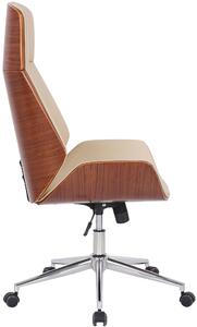 Kancelářská židle Skipton - ohýbané dřevo a umělá kůže | ořech a krémová