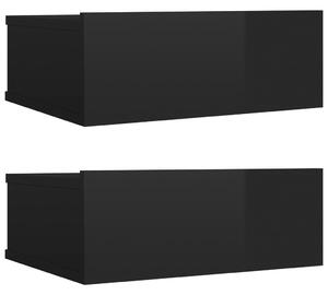 Nástěnné noční stolky 2 ks lesklé černé 40x30x15 cm dřevotříska