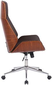 Kancelářská židle Skipton - ohýbané dřevo a umělá kůže | ořech a hnědá