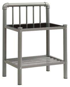 Noční stolek šedý a černý 45 x 34,5 x 62,5 cm kov a sklo