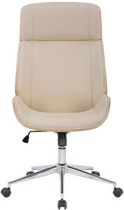 Kancelářská židle Skipton - ohýbané dřevo a umělá kůže | přírodní a krémová