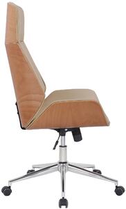 Kancelářská židle Skipton - ohýbané dřevo a umělá kůže | přírodní a krémová