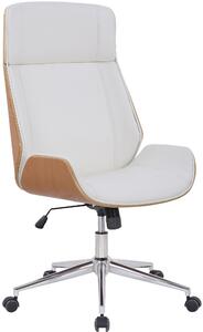 Kancelářská židle Skipton - ohýbané dřevo a umělá kůže | přírodní a bílá