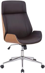 Kancelářská židle Skipton - ohýbané dřevo a umělá kůže | přírodní a hnědá
