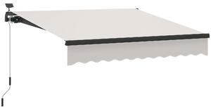 Outsunny Ruční Skládací Markýza 3x2,5m se Solárními LED Světly pro Balkon s Hliníkovým Kloubem a UV50+ Ochrannou pro Zahradní Terasy a Okna Krémová |
