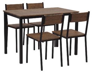 Sada jídelního stolu a 4 židlí z tmavého dřeva s černým HAMRY