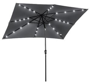 Zahradní deštník Outsunny 268x205x248 cm s LED solárními světly a naklápěcí střechou, ocelová konstrukce a klička pro terasu | Aosom