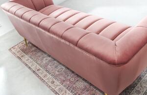Moebel Living Růžová sametová třímístná pohovka Nesie 225 cm