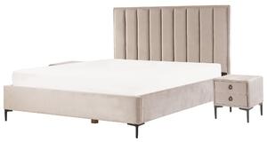 Sada do ložnice Umělý samet SEZANNE 180 x 200 cm Taupe