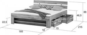 Bradop Dubová postel Tina L602, 180×200, s úložným prostorem