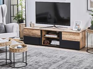 TV skříňka ze světlého dřeva s černou STERLINGEM