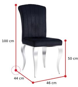 Jídelní židle PRINCE Velvet, 46x100x44, černá/stříbrná