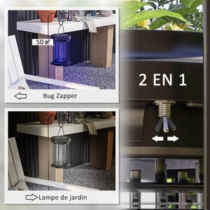 Lampa na odpuzování hmyzu a komárů Outsunny, visící zahradní svítilna, solární a USB-C dobíjecí - efektivní pro oblast 50m² v černé barvě | Aosom