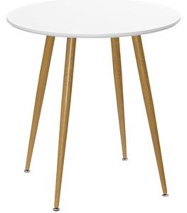 HOMCOM Kulatý jídelní stůl pro 2 osoby v nordickém stylu s matným povrchem a kovovými nohami pro obývací pokoj, nosnost 80 kg, Ø72x75 cm, bílý | Aosom