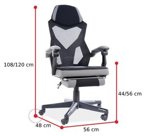 Kancelářská židle Q-939, 56x108x48, černá/šedá