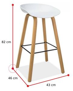 Barová židle STING, 43x82x46, bílá/dub