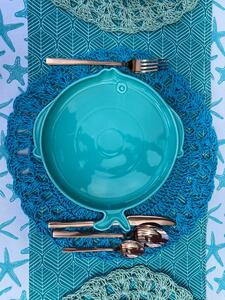 VILLA D’ESTE HOME TIVOLI Designový jídelní talíř Open Fish, světle modrá 28 cm, set 4 kusů