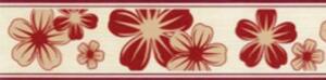 Samolepící bordura květy červeno-hnědé 50034 5 m x 5 cm IMPOL TRADE