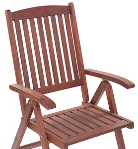 Sada 6 dřevěných zahradních židlí s béžově šedými polštáři TOSCANA