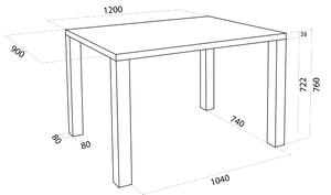 Dýhovaný jídelní stůl Ota Varianta: Noha 10 x 10 cm, plát 90 x 200 cm, (na výběr více variant)
