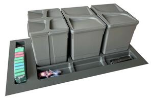 In-Design Systém odpadkových košů do zásuvky PRAKTIK šířka 900 antracit Členění odpadkového koše: 3x20l (výška 350)