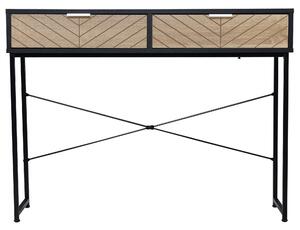 HOMCOM Úzký konzolový stůl s 2 zásuvkami, vyřezávaný design, moderní styl pro předsíň, obývací pokoj, ložnici 100x30x75 cm Černá a dub | Aosom
