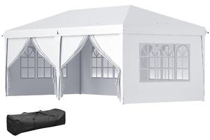 Skládací altán Outsunny 6x3x2,7m - Skládací zahradní stan se 4 panely, 4 okny a 2 zipovými dveřmi, 1 UV-odolnou vodotěsnou taškou na outdoor balkon ne