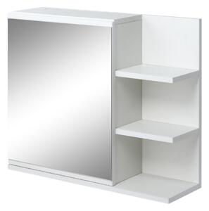 Koupelnová skříňka Kleankin s zrcadlem - se 3 otevřenými policemi a 1 vnitřní policí, moderní styl, 60x18x50 cm, bílá | Aosom