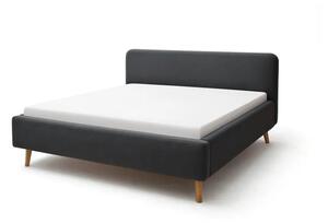 Tmavě šedá čalouněná dvoulůžková postel s úložným prostorem s roštem 140x200 cm Mattis – Meise Möbel