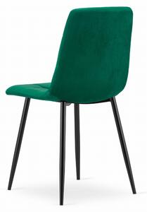 Zelená sametová židle KARA s černými nohami