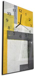 Nástěnné hodiny 30x60cm žluto šedé abstraktní tvary - plexi