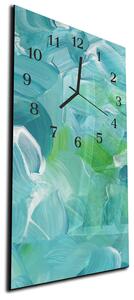 Nástěnné hodiny 30x60cm malovaný tyrkysový melír - plexi
