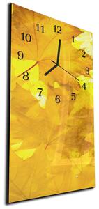Nástěnné hodiny 30x60cm detail žluté javorové listí - plexi