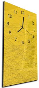 Nástěnné hodiny 30x60cm geometrické čáry na žlutém - plexi