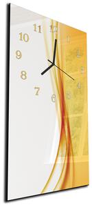 Nástěnné hodiny 30x60cm sytě žlutá svislá vlna - plexi