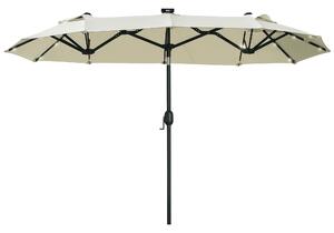 Outsunny Dvoumístný sluneční deštník, 295 x 219 cm, sluneční deštník s LED světly, oválný, větruodolný zahradní deštník, robustní, tržní deštník s nas