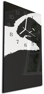 Nástěnné hodiny 30x60cm černo bílý malovaný abstrakt - plexi