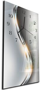 Nástěnné hodiny 30x60cm šedá metalová abstraktní vlna - plexi