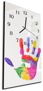 Nástěnné hodiny 30x60cm veselá barevná ruka - plexi