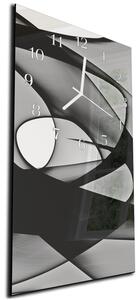 Nástěnné hodiny 30x60cm černo bílá umělecká abstrakce - plexi