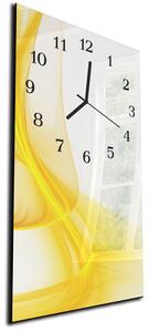 Nástěnné hodiny 30x60cm jasně žlutá abstraktní vlna - plexi