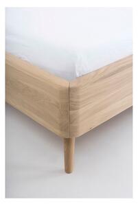 Bílá/přírodní dvoulůžková postel z dubového dřeva 180x200 cm Ena – Gazzda